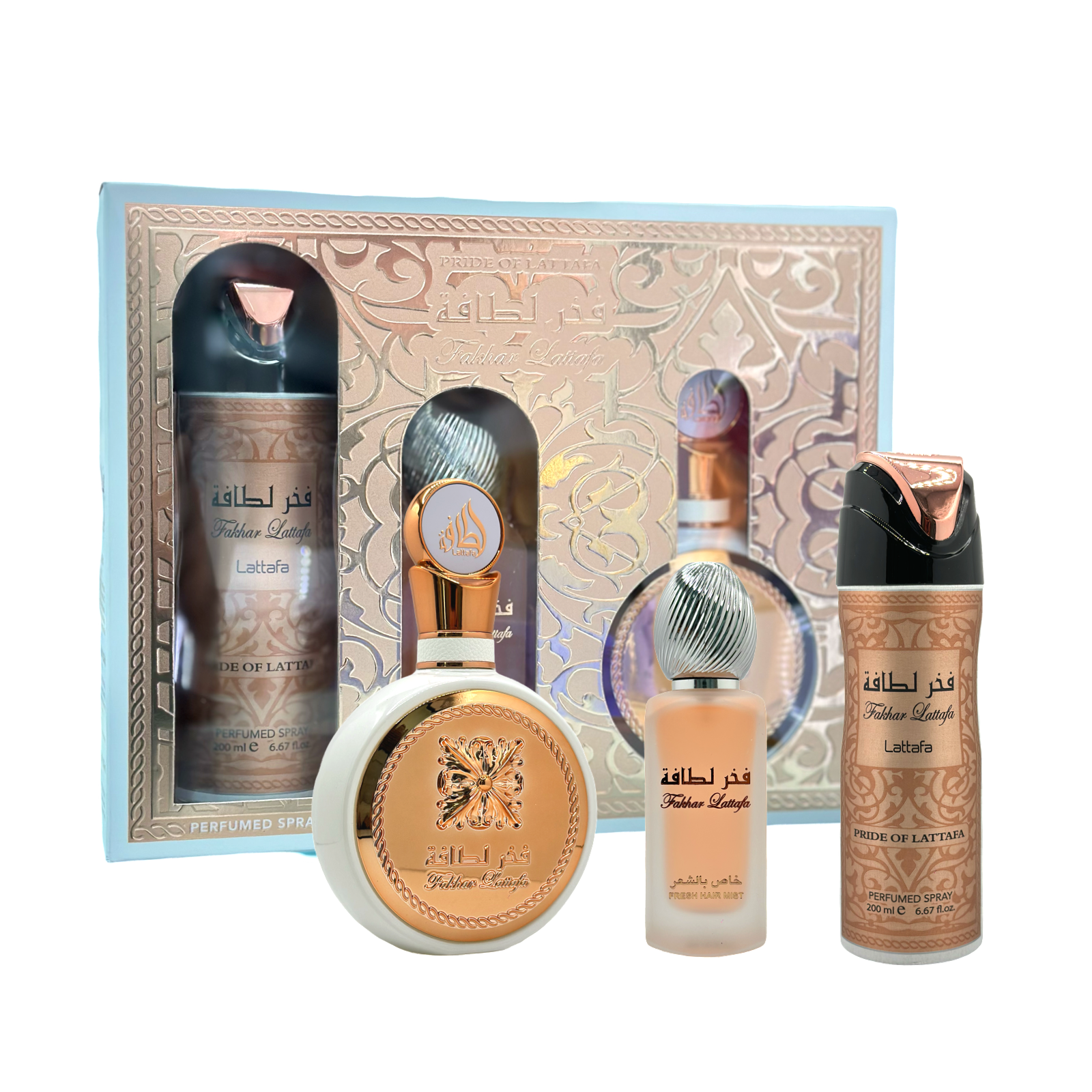 Gift Set Fakhar Rose by Lattafa – Valencia Gift Set Fakhar Rose by Lattafa – Valencia